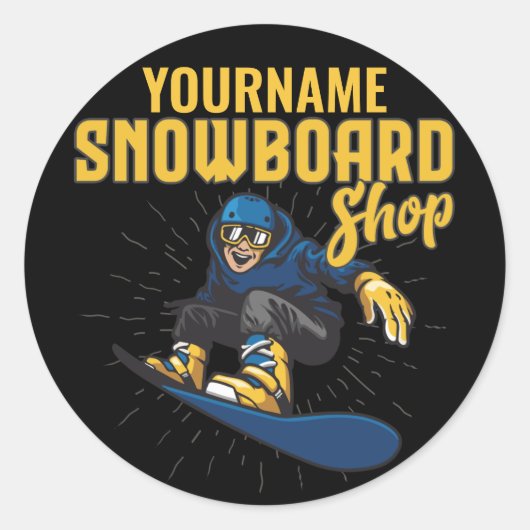 Aangepaste sneeuwboarder Snowboarding Shop Big Air Ronde Sticker (Voorkant)