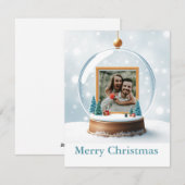 Aangepaste Sneeuwbol Foto Kerstmis Feestdagenkaart (Voorkant / Achterkant)