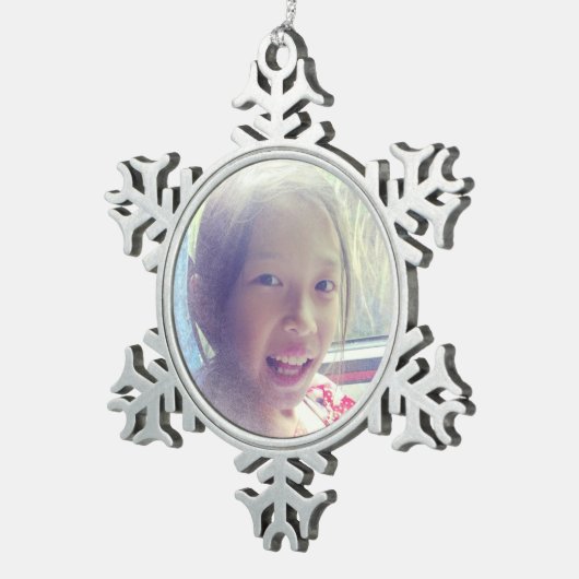 Aangepaste sneeuweffect Selfie Tin Sneeuwvlok Ornament (Rechts)