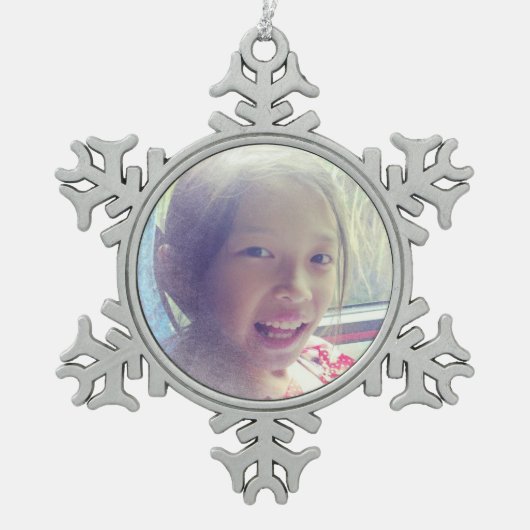 Aangepaste sneeuweffect Selfie Tin Sneeuwvlok Ornament (Voorkant)