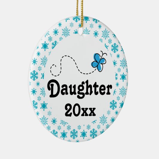 Aangepaste Sneeuwkerstversiering voor dochter Keramisch Ornament (Rechts)