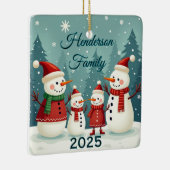 Aangepaste Sneeuwman Familie Van Vier Keramisch Ornament (Rechts)