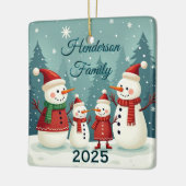 Aangepaste Sneeuwman Familie Van Vier Keramisch Ornament (Links)