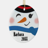 Aangepaste sneeuwman gezicht keramische kerstbal keramisch ornament (Rechts)