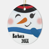 Aangepaste sneeuwman gezicht keramische kerstbal keramisch ornament (Links)
