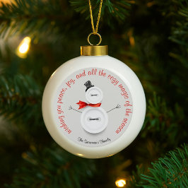 Aangepaste Sneeuwman Knop Bal Ornament