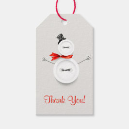 Aangepaste Sneeuwman Knop Bedankt Label Cadeaulabel