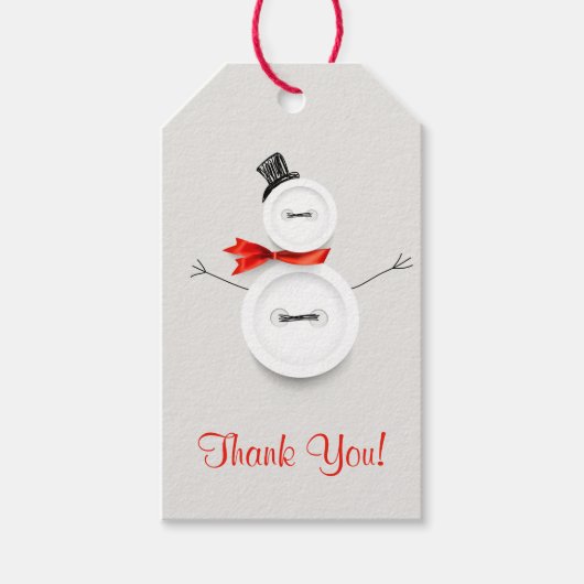 Aangepaste Sneeuwman Knop Bedankt Label Cadeaulabel (Voorkant)