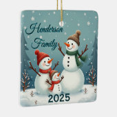 Aangepaste sneeuwmannenfamilie van drie keramisch ornament (Rechts)
