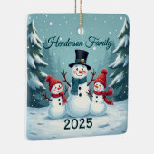 Aangepaste sneeuwmannenfamilie van drie keramisch ornament (Rechts)