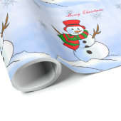 Aangepaste sneeuwpop op sneeuw en sneeuwvlokken cadeaupapier (Rol Hoek)