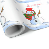 Aangepaste sneeuwpop op sneeuw en sneeuwvlokken cadeaupapier (Rol Hoek)