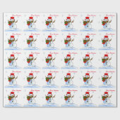 Aangepaste sneeuwpop op sneeuw en sneeuwvlokken cadeaupapier (Vlak)