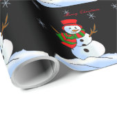 Aangepaste sneeuwpop op sneeuw en sneeuwvlokken cadeaupapier (Rol Hoek)