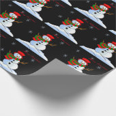 Aangepaste sneeuwpop op sneeuw en sneeuwvlokken cadeaupapier (Hoek)