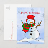 Aangepaste sneeuwpop op sneeuw en sneeuwvlokken feestdagenkaart (Voorkant / Achterkant)