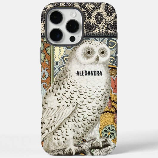Aangepaste sneeuwuil Art Deco Art Nouveau Case-Mate iPhone Case (Achterkant)