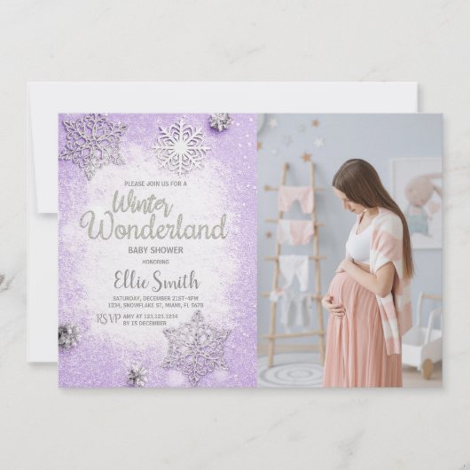 Aangepaste sneeuwvlok Baby-feestuitnodiging Kaart (Voorkant)