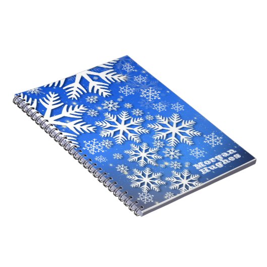 Aangepaste sneeuwvlokken en sterren Aangepaste tek Notitieboek (Rechterzijde)