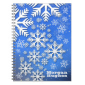 Aangepaste sneeuwvlokken en sterren Aangepaste tek Notitieboek (Voorkant)
