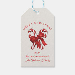 Aangepaste snoepriet vrolijk kerstrood cadeaulabel