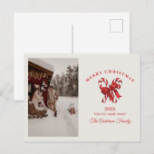 Aangepaste snoepriet waterverf Kerstfoto cadeau Feestdagenkaart (Voorkant / Achterkant)