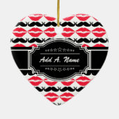 Aangepaste snor & lips N # 14 Keramisch Ornament (Achterkant)