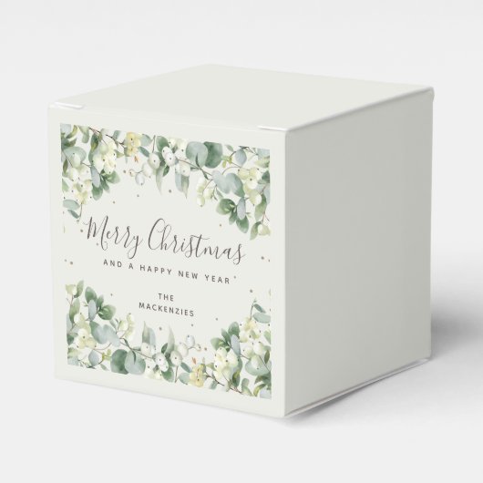 Aangepaste snowberry + Eucalyptus kerstmis doos Bedankdoosjes (Voorkant Zijde)
