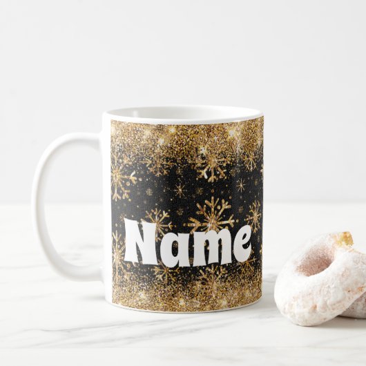 Aangepaste Snowflakes Gold Glitter Coffee-Mok Koffiemok (Met donut)