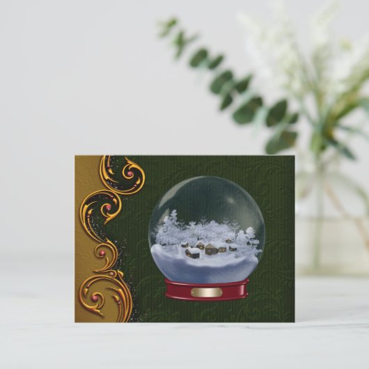 Aangepaste Snowglobe Christmas Briefkaart (Staand voorkant)