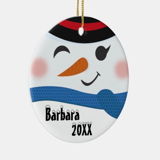 Aangepaste Snowman Face-keramische versiering Keramisch Ornament (Rechts)