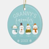 Aangepaste Snowman Familienaam Keramisch Ornament (Links)
