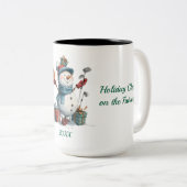 Aangepaste Snowman Golfer vakantie Mok (Voorkant rechts)