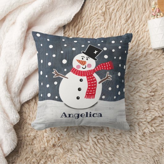 Aangepaste snowman-kerstschroefdop kussen (Deken)
