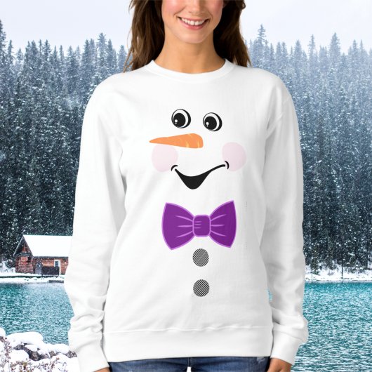 Aangepaste Snowman Paarse Bowtie Black Buffalo But Trui