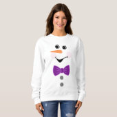 Aangepaste Snowman Paarse Bowtie Black Buffalo But Trui (Voorkant volledig)