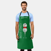 Aangepaste Snowman Red Bowtie Black Buffalo Button Schort (Gedragen)