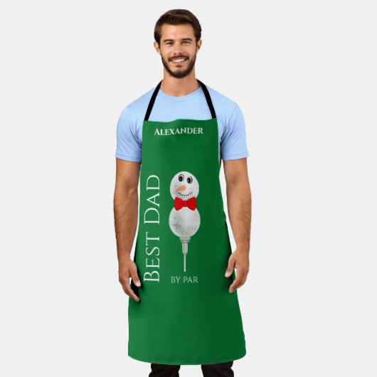 Aangepaste Snowman Red Bowtie Black Buffalo Button Schort (Gedragen)