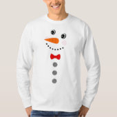Aangepaste Snowman Red Bowtie Black Buffalo Button T-shirt (Voorkant)