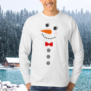 Aangepaste Snowman Red Bowtie Black Buffalo Button T-shirt