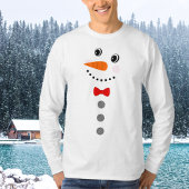 Aangepaste Snowman Red Bowtie Black Buffalo Button T-shirt