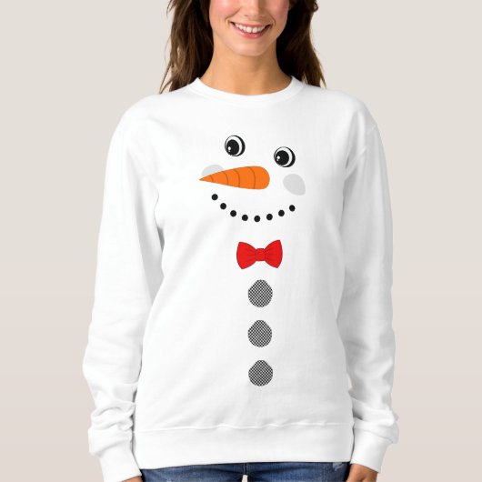 Aangepaste Snowman Red Bowtie Black Buffalo Button Trui (Voorkant)