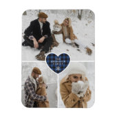 Aangepaste Snowy Blue Buffalo Plaid Foto Kerstmis Magneet (Verticaal)