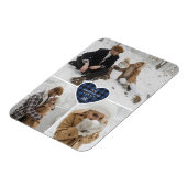 Aangepaste Snowy Blue Buffalo Plaid Foto Kerstmis Magneet (Linkerzijde)