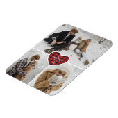 Aangepaste Snowy Red Buffalo Plaid Foto Kerstmis Magneet (Linkerzijde)