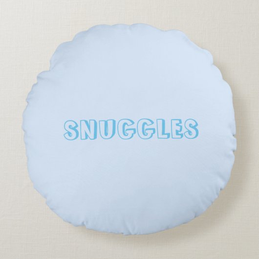 Aangepaste Snuggles naam of tekst lichtblauw schat Rond Kussen (Voorkant)