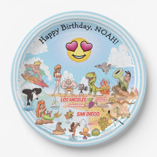 Aangepaste SoCal Birthday Papieren Bordje (Voorkant)