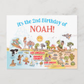 Aangepaste SoCal Birthday Uitnodiging Briefkaart (Voorkant)