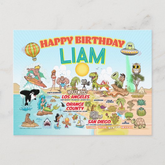 Aangepaste SoCal Birthday Uitnodiging Briefkaart (Voorkant)