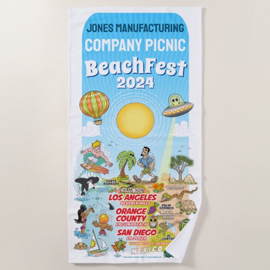 Aangepaste SoCal strandhanddoek Strandlaken (Voorkant)